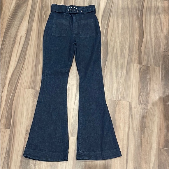 EUC NICHOLAS Blue Flare Wide Leg & High Waisted Jeans - Picture 2 of 7